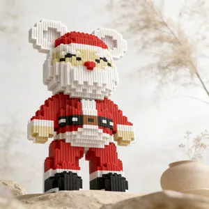 Christmas Bear Building Block Toy Set, Creative DIY Assembly Kit, Home Decor, Gift for Friends, Develop Hand Skills, Holiday Present