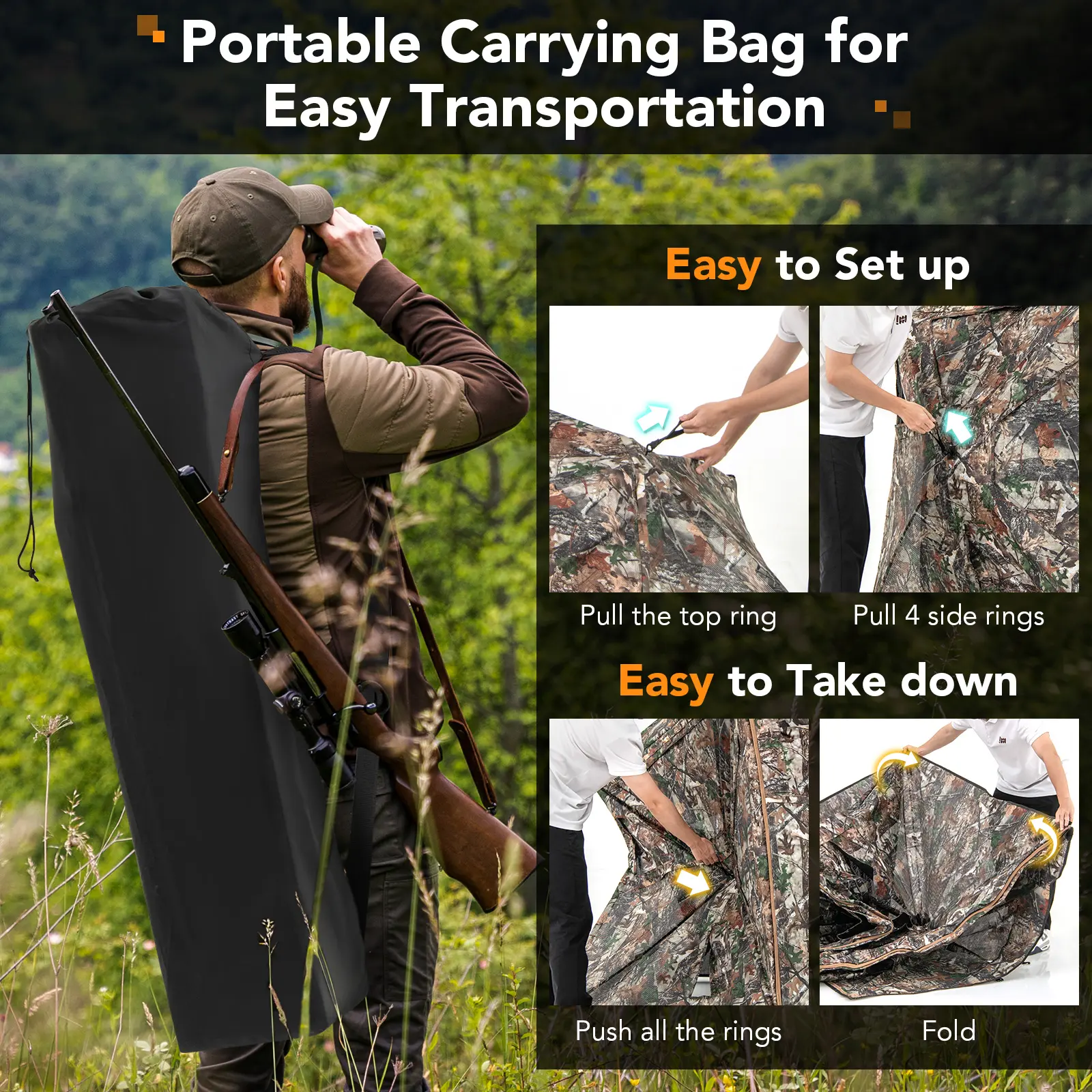 COSTWAY - 5-IN-1 Detachable Hunting Blind for 2-3 People with Skylight