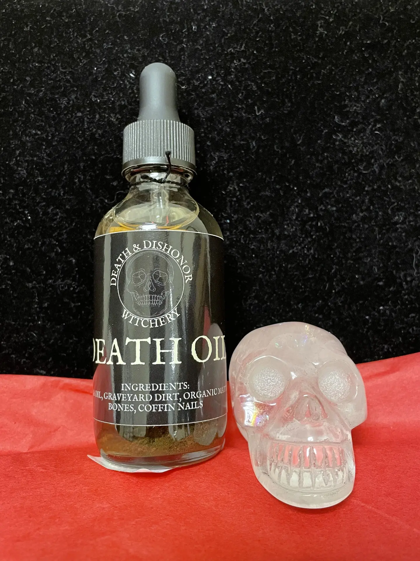 Death Oil by Death & Dishonor Witchery Ritual Oil for Banishing and Baneful Workings 2oz Bottle with Santa Muerte Spirit Infusion