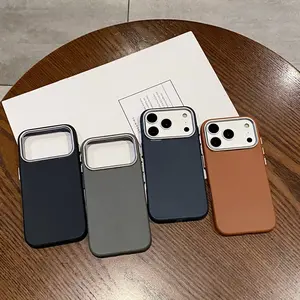 Simple cloth pattern suitable for iPhone17promax mobile phone case IP17 new protective cover promax niche high-end feel 14/13Pro anti-fall electroplated frame 12/16