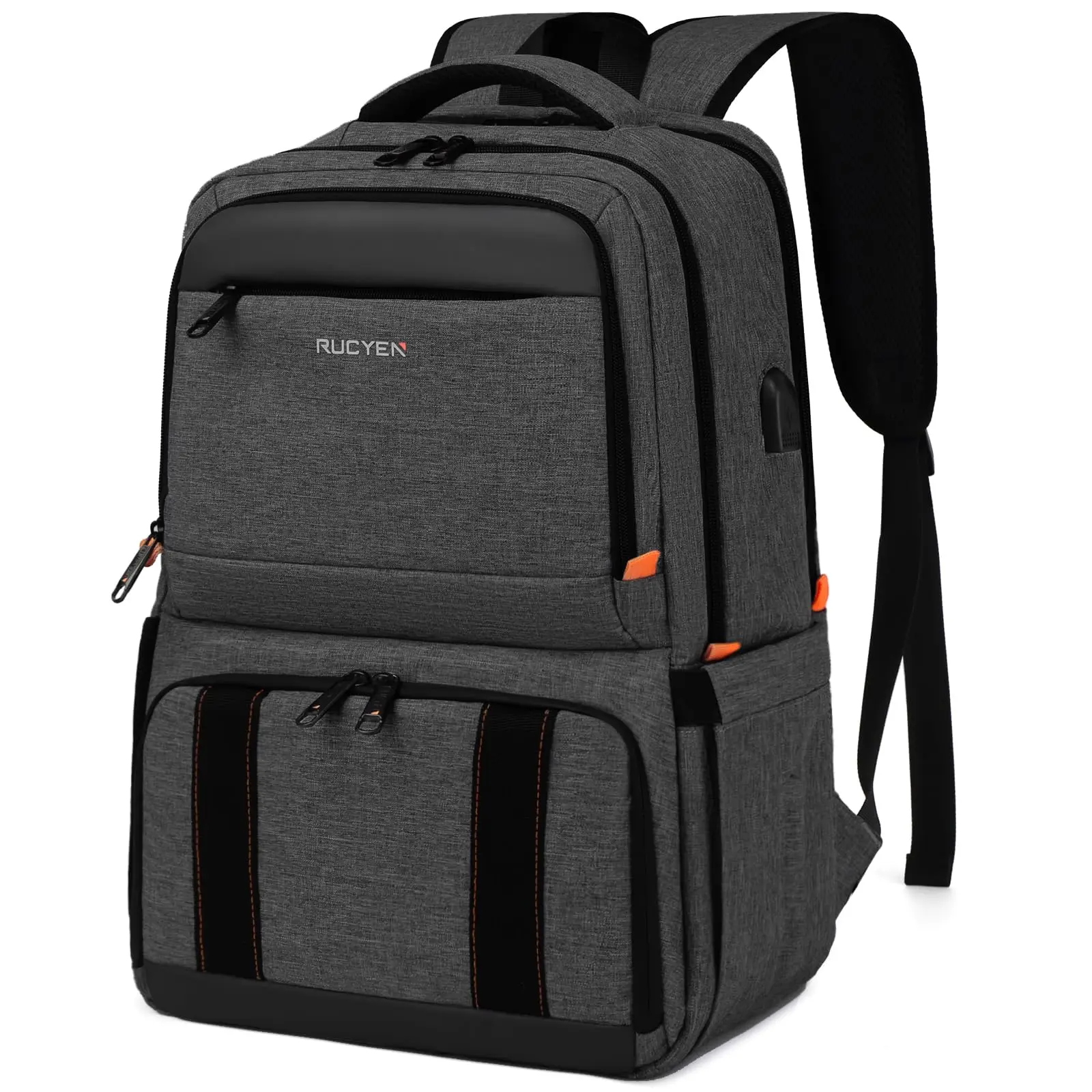 YH&GS Women's Stylish Nylon Cooler Backpack - 17.3in Laptop Bag with Insulated Lunch Compartment, USB Port, RFID Pockets, Strong Load Bearing, Portable Coolers for Lunch at Work, Travel Must Haves, Convenient Charging, Fashion, 13 X 6 X 8 Inches, 2-3 Days
