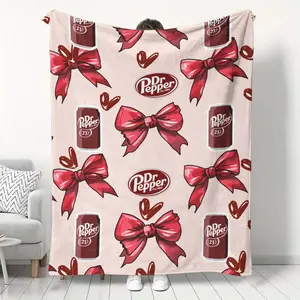 Dr. Pepper Soft Flannel Throw Blanket - Cozy And Warm For Sofa, Bed, Office And Travel Lightweight Flannel Blanket Perfect Christmas, Mother's Day And Holiday Party Gift Blanket For Bedroom, Living Room, Fall, Flannel, Casual Blanket