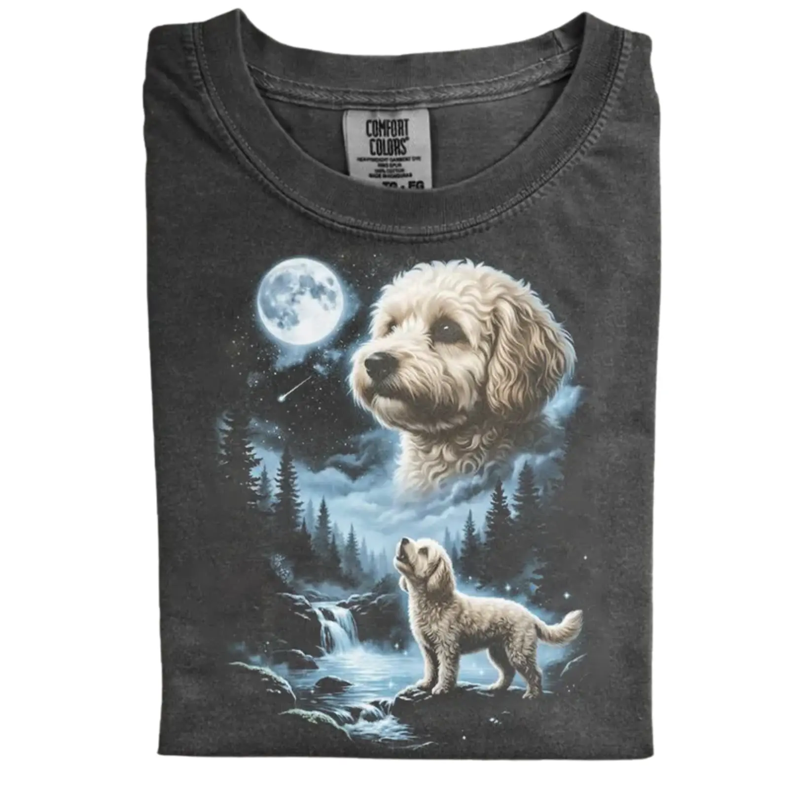 Maltipoo Howling to the Moon T-shirt, Vintage 90s Funny Wolf Vibe Dog Graphic Tee, Unisex Fit Design, Casual Streetwear, Gift for Dog Lovers