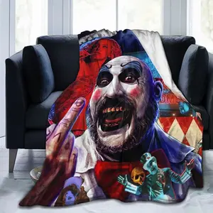 Vintage Halloween Captain Spaulding pattern printed plush throw blanket, a must-have for indoor and outdoor use, suitable for all seasons 60x50 blanket plushthin quilt holiday gift Intense Nacho Printed Flannel Blanket