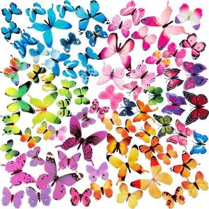 240Pcs 3D Colorful Removable Butterfly Wall Stickers Decals DIY Art Decor Crafts for Party Office Bedroom