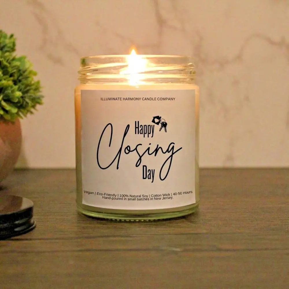 Happy Closing Day Candle | Congrats New Home | Housewarming Gift | Real Estate Closing Present | Scented Celebratory Candle | Unique Gift