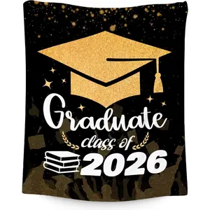 Graduation Gifts - Class of 2026 Blanket for Her or Him - Soft Lightweight Graduate Blankets for High School College - 40"x50" Black Senior Small Throws Decor