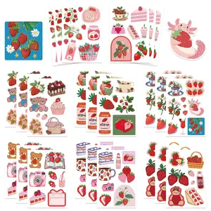 Eight Korean-style Cartoon Strawberry Collage Stickers for DIY Projects, Suitable for Scrapbooks, Diaries, Laptops, Water Bottles, Cars, Car Decals, and Other Items. These Faith-based Designs Make for Positive and Meaningful Gifts.