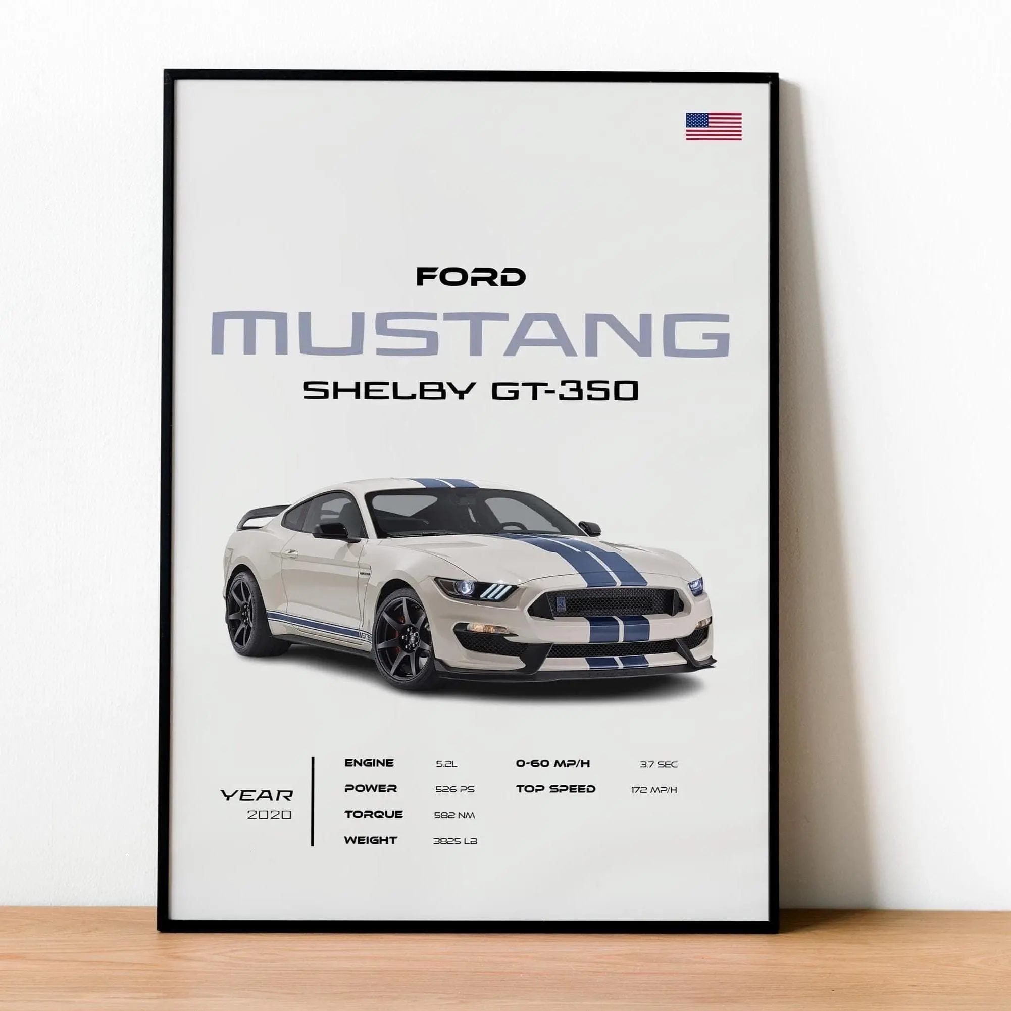 Ford Mustang Shelby GT350 Poster – Muscle Car Wall Art, Sports Car Print