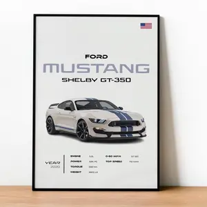 Ford Mustang Shelby GT350 Poster – Muscle Car Wall Art, Sports Car Print