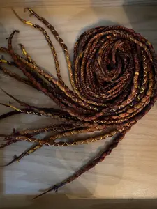 Cinnamon mocha dreadlock extensions, braids, merino wool, brown, red,