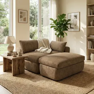 Modular Sectional Sofa Bed, Corner Couch with Chaise Lounge, Oversized Plush Corduroy Sleeper Sofa, No Assembly Required - Couch in a Box for Living Room & Bedroom，Oversize Compression Boneless Sofa Bed Plush Corduroy Sofa Bed