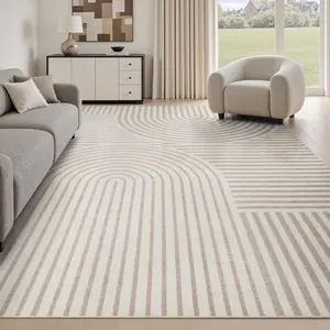 MontVoo Jacquard Textured Area Rug, Boho Design, Modern Neutral Graphic, Machine Washable, Non-Slip & Easy-to-Care, Living Room, Kitchen, Bedroom & Corridor, Home Decor