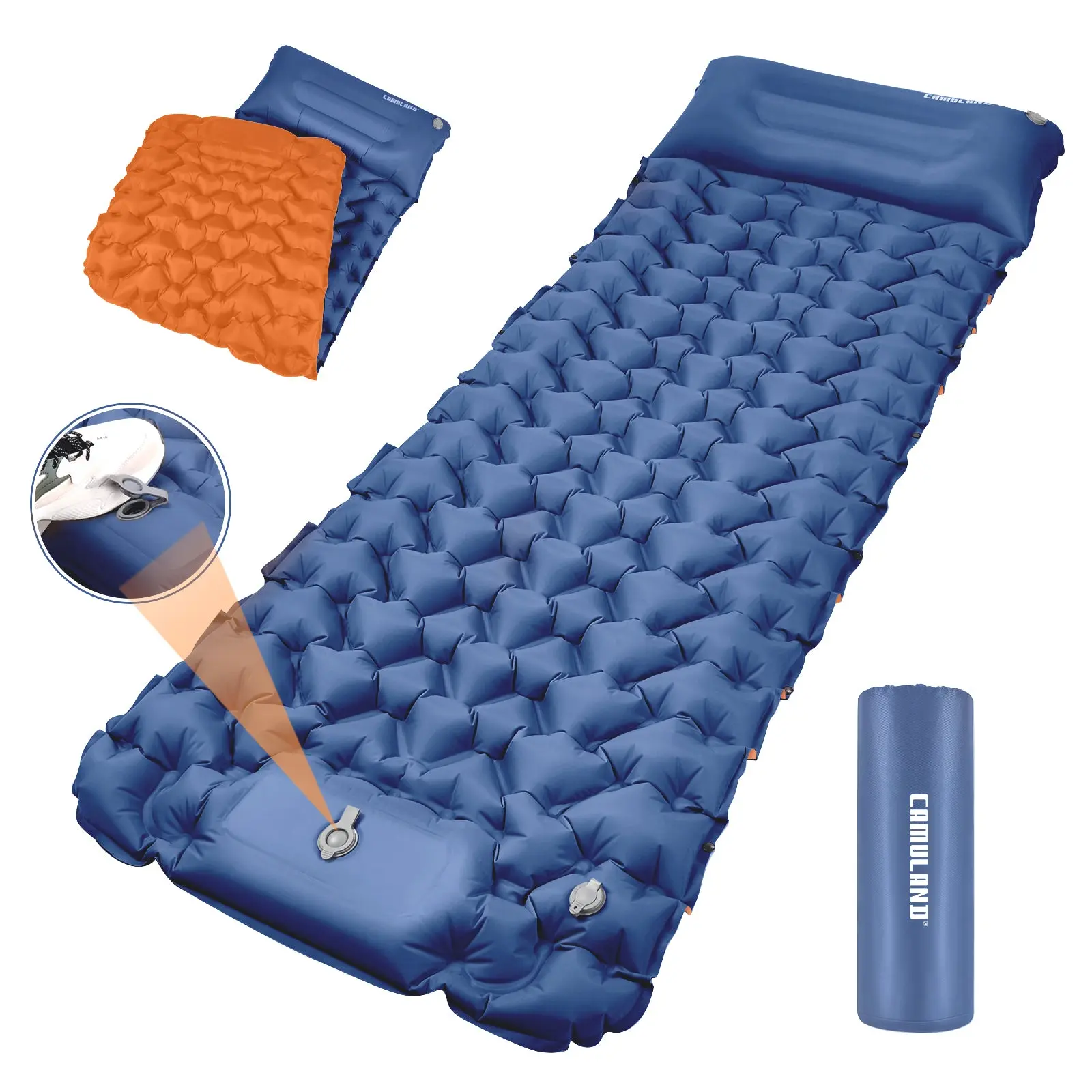 CAMULAND Sleeping Pad for Camping Backpacking Hiking 77.1" x 27.9" Self Inflating Mattress Ultralight Sleeping Mat Inflatable Air Bed