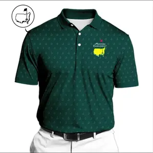 MT Tournament Inspired Dark Green Golf Polo Shirt for Men – Premium Performance Athletic Polo, All Over Mini Cup Pattern Print, Breathable Moisture Wicking Fabric, Classic Championship Style Sportswear, Lightweight Summer Golf Outfit, Golfer Gift