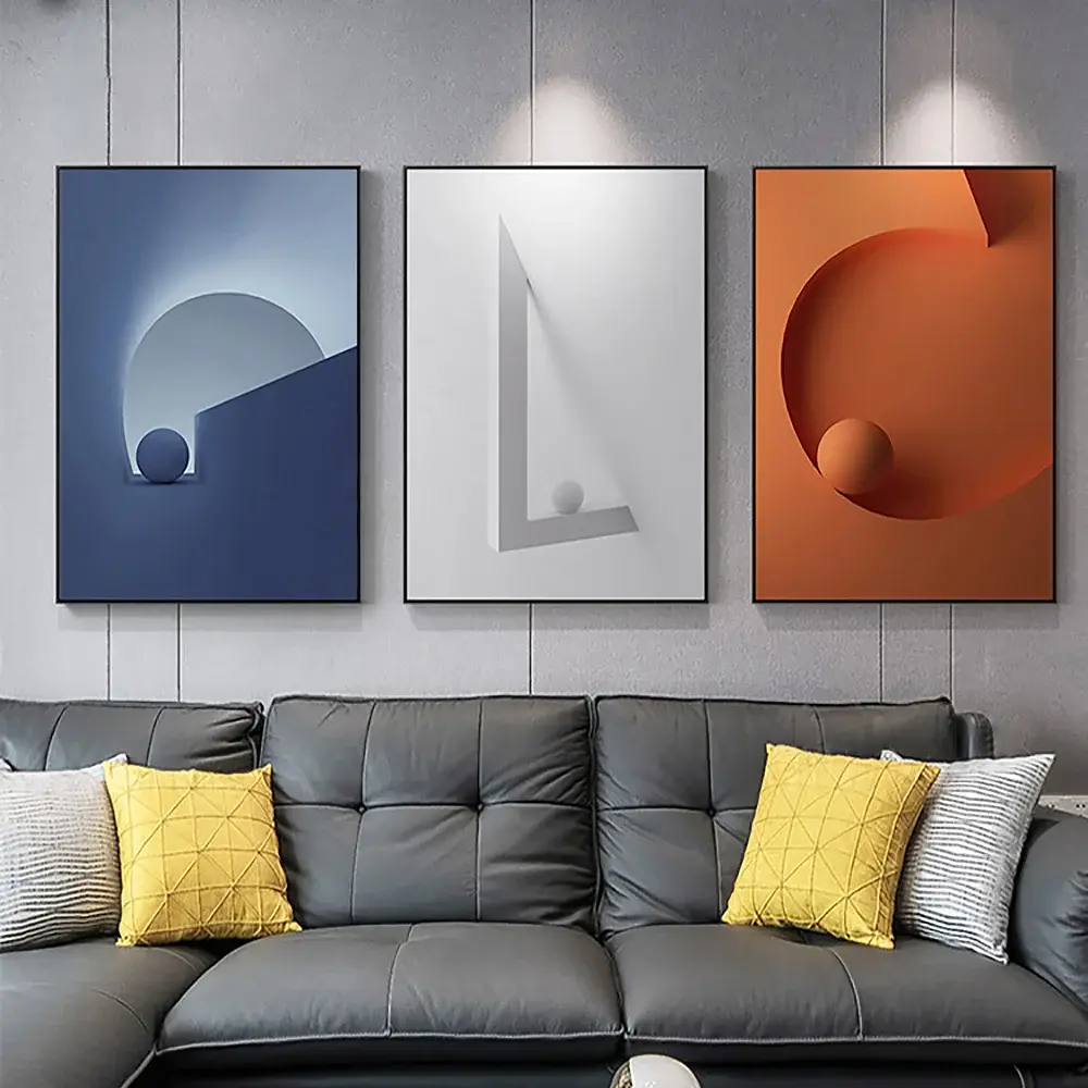 【Clearance】Homary 28" 3-Piece Modern Decorative Clock Wall Art, Abstract Canvas Print with Metal Frame, Wipe-Clean, Battery-Operated, Magnetic, for Indoor Home Living Room Use