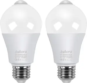 Motion Sensor Light Bulbs, 12W (100-Watt Equivalent) E26 Motion Activated Dusk to Dawn Security Bulb Outdoor/Indoor for Front Door Porch Garage Basement Hallway Closet(Cold White 2 Pack)