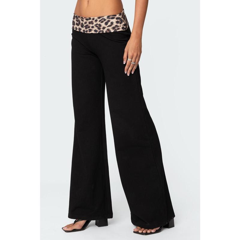 Leopard Foldover Pants
