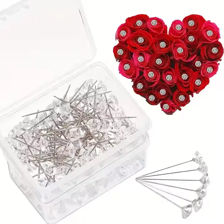 100count Diamond Pins For Bouquets, Floral Pins, Straight Pins Sewing For Crafts, Pins For Flowers, Flower Pins, Flower Bouquet Accessories, Floral Supplies, Bouquet Pins, Corsage Pins