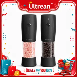 Ultrean Electric Salt and Pepper Grinder Set, Rechargeable Salt and Pepper Shakers, 6 Adjustable Coarseness, LED Light, Kitchen Gadget & Housewarming Gift, Sky Blue