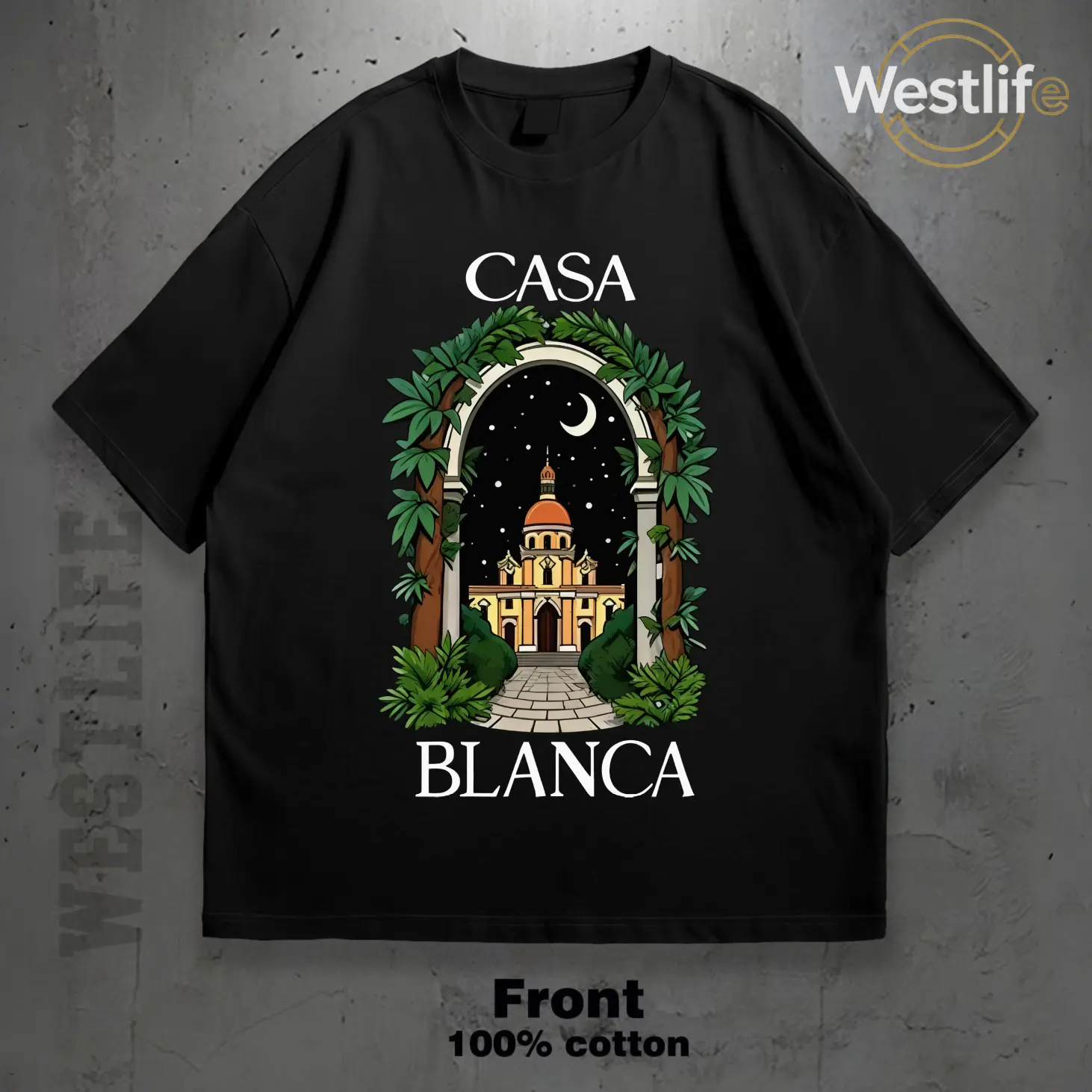 Men's Casa Blanca T-Shirt Mexican Style Villa Design Perfect for Casual Wear Ideal Gift for Him 100 Cotton Material Unisex Fit Black Tee Great for Travel and Everyday Use