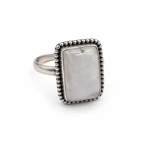 Yaya's One-of-a-Kind Rainbow Moonstone Sterling Silver Ring - Size 8.5 - ID 118
