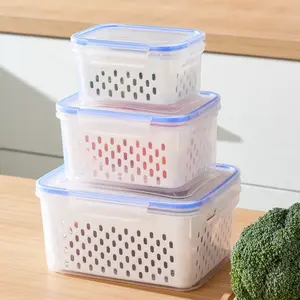 Food sealing and preservation box, food-grade fruit and vegetable draining storage box with lid, freezer refrigerator storage box
