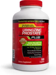 Urinozinc Plus - Prostate Supplement with Beta Sitosterol & Saw Palmetto – Reduce Frequent Urination Concerns & Support Your Prostate Health, 180 Caplets