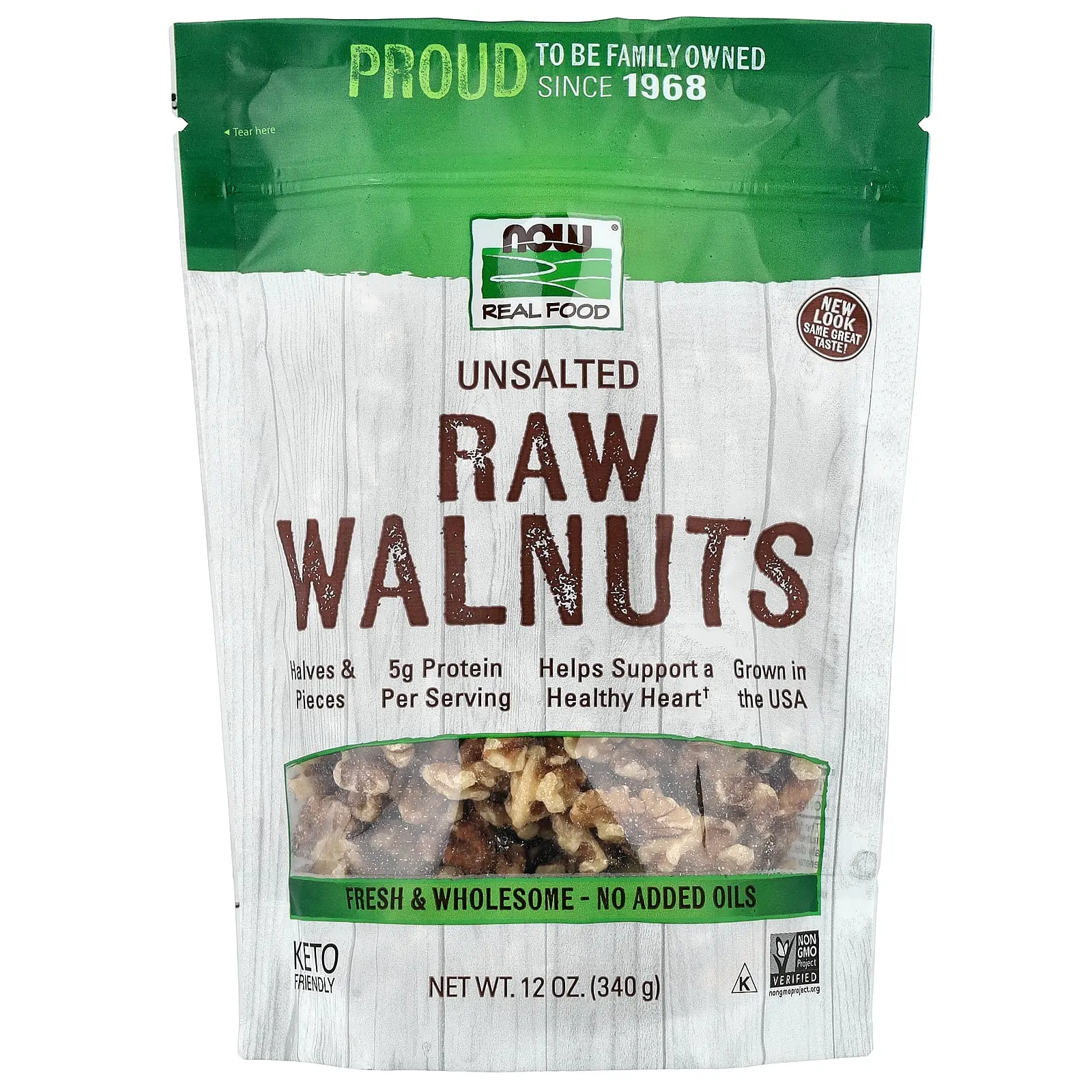 NOW Foods Real Food, Raw Walnuts, Unsalted, 12 oz (340 g)
