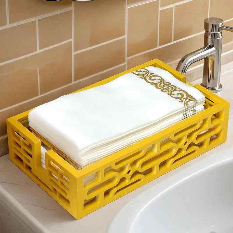 yellow-bathroom tissue holder