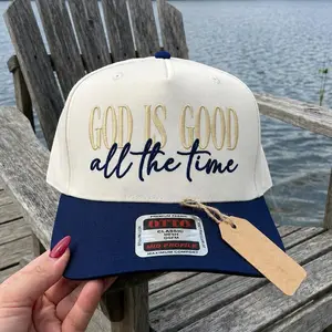 God Is Good All The Time Embroidered Hat Snapback Trendy Hat Christian Hat Design Faith Quote Embroidered Hat , Trendy Embroidery Gift for Wife , Embroidered trucker hat, sea hat