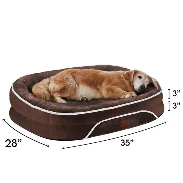 35in Luxury Sofa-Style Pet Orthopedic Bed for Large and Medium Dogs – Removable Machine-Washable Plush Cover, 4-Sided Bolster, Non-Slip Bottom, Size 35"x28"x6"
