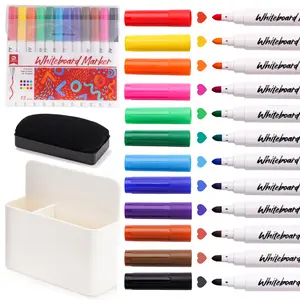 NiArt Whiteboard Magnetic Dry Erase Marker Holder Set, Fine Markers, Magnetic Whiteboard, Dry Eraser for School Office Home
