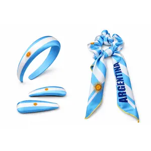 Country  Flag Hair Accessories Set – Patriotic Headband, Clips & Scrunchie,Mexican,Brazilian,Argentine,French Etc-