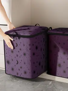 Sun & Moon & Star Print Travel Organizer, Durable Quilt Storage Bag with Handle, Bedding Organizer for Home Bedroom Living Room