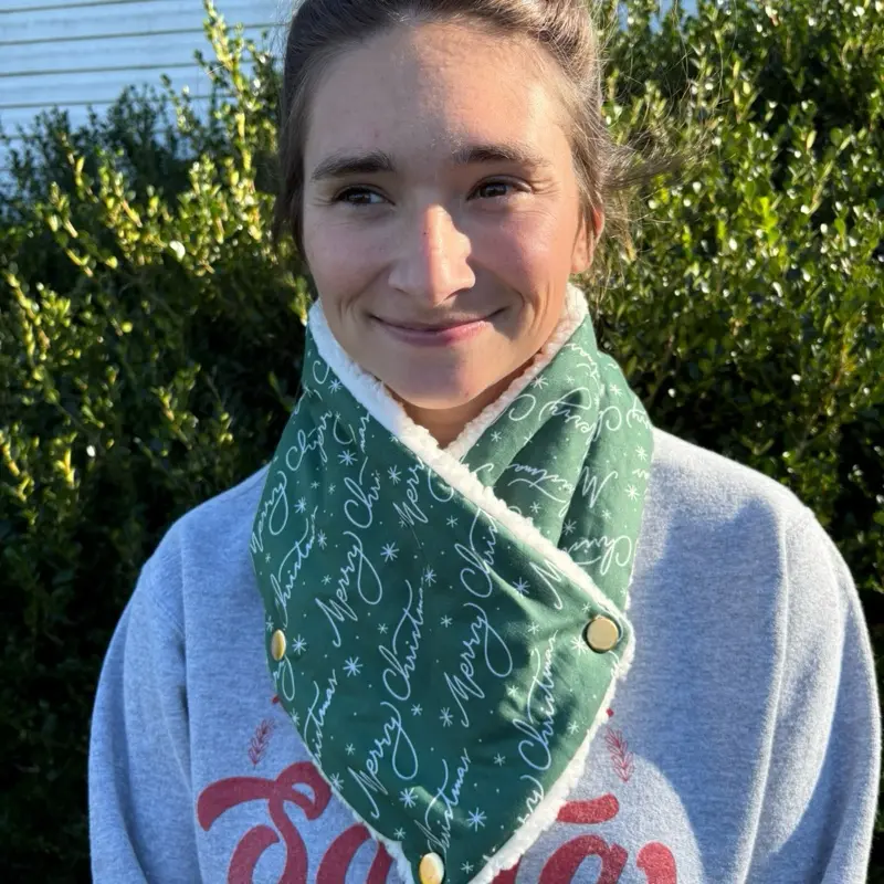 Cozy Christmas Sherpa Scarf Perfect for Holiday Shopping, Festive Outings, or Staying Warm Drinking hot Chocolate. Super warm and simple to use One size fits most