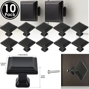 10X Matte Black Cabinet Square Knobs Hardware Bedroom Kitchen Drawer Cupboard Handle Pulls