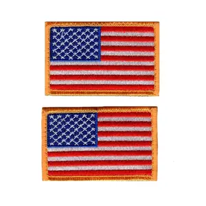 USA American Flag Embroidered 3.0 X 2.0 Iron ON Patch (MTF1-Bundle of 2 pc)