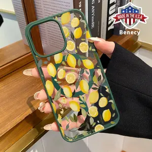 Lemon Pattern Magnetic Phone Case Supports Wireless Charging for iPhone 15 16 14 Pro Max 13 12 11 XR XS Plus E Shockproof Non Slip Protection Silicone Transparent Acrylic Cover Cellphone Protective