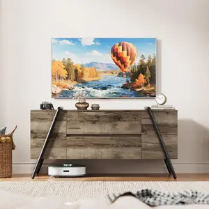 47" Mid-Century TV Stand for 50–55" TVs Media Console with 3-Level Adjustable Shelf 2 Drawers & Metal Legs for Vintage Modern Decor