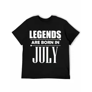 "Legend Was Born in July" Letter Printing, Men's Novel Graphic Design T-shirt, Summer Casual and Comfortable T-shirt, Men's Shirt for Daily Activities.