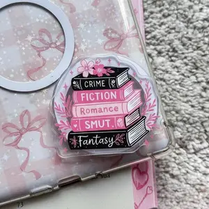 Bookish Stack Phone Grip - Fantasy Romance Smut Fiction Books Stand, Aesthetic Book Lover Gift for Her, Reading Genre Acrylic Socket, Kindle Accessory