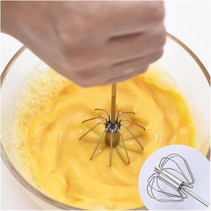 3PCS manual egg beater! Three types of mixing heads, one click semi-automatic press, labor-saving and efficient stainless steel material with double ceiling efficiency, essential baking crafts for kitchens Utensils
