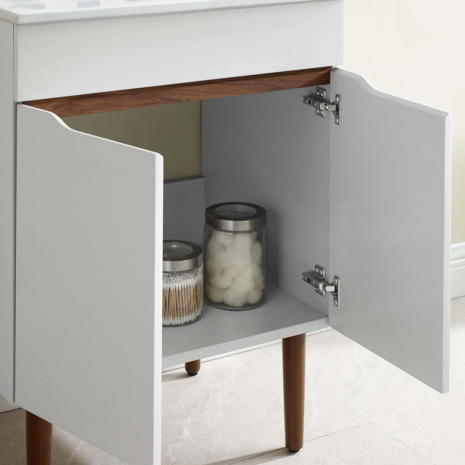Modway Harvest 24" Gray Walnut Bathroom Vanity Cabinet - Adjustable Storage Cabinet (Sink Basin Not Included)