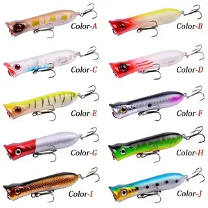 10pcs Fishing Lures Popper Set Crankbaits, Fishing Hard Baits, with Treble Hook, Swimbaits Boat Topwater Lures, for Trout Bass Perch