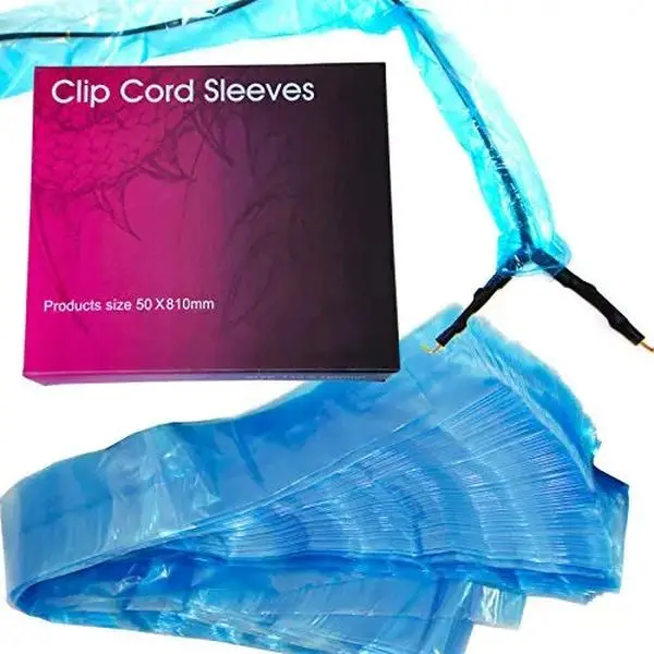 Clip Cord Covers, One Box of 125 PCS Plastic Blue Clip Cord Sleeves, Tattoo Clip Cord Covers