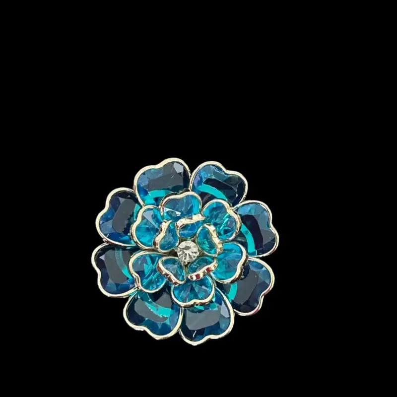Women's Vintage Floral Cufflinks, Elegant Green Flower Shirt Cuff Buttons, Gold-Tone Layered Petal Statement Piece, Chic Blouse Jewelry Gift Jewellery Boho