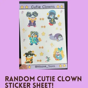 Cutie Clowns Random Vinyl Sticker sheet! -Fun and colorful Clown designs for kids, teachers, junk journaling, collectors and stationery lovers