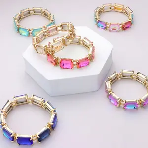 Emerald Cut Stone Stretch Evening Bracelet