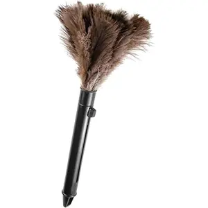 Retractable Feather Duster, Genuine Ostrich Feathers, Anti-static, Reusable, Eco-friendly handheld cleaning tool for keyboard, home, car, office, 10–15 inches, 1 pack